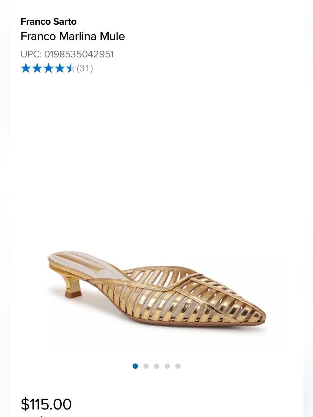 Franco Sarto Gold Woven Kitten-Heel Mule